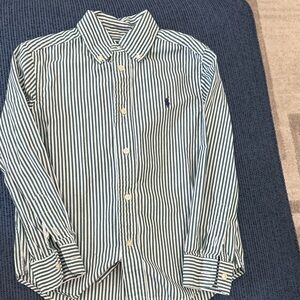 Boys Ralph Lauren Green & White Striped Button-Down Shirt